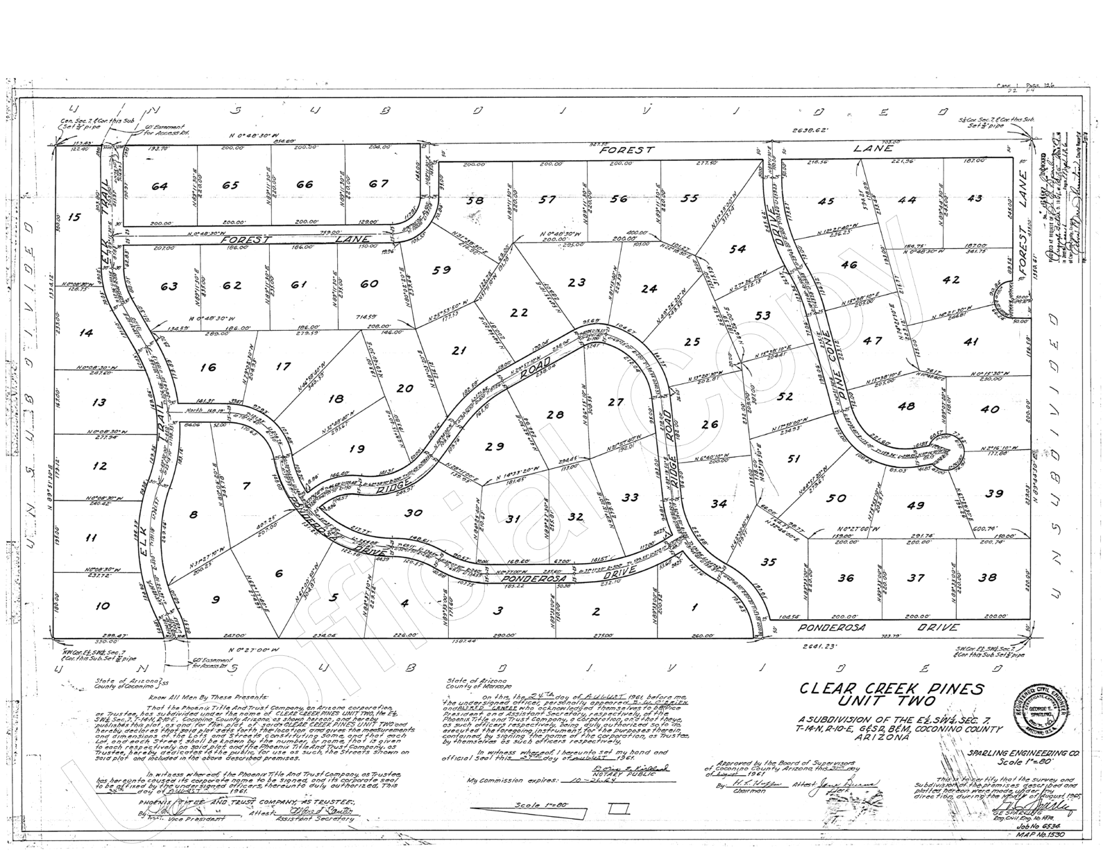 Clear Creek Pines Unit Two Lot Map – Clear Creek Pines Unit Two Water ...